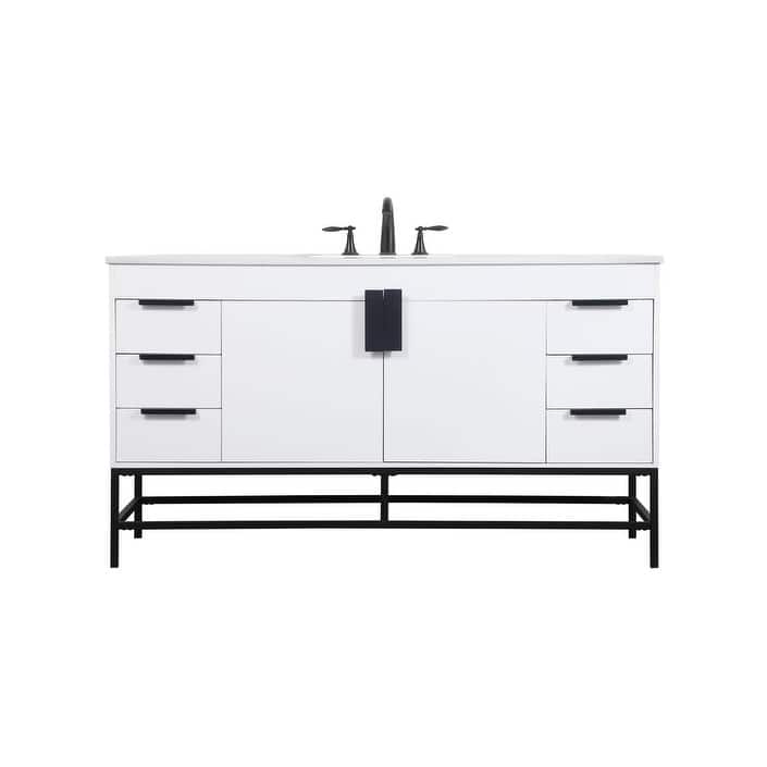 Elegant Lighting VF48860M Eugene 60" Free Standing Single Basin Vanity - White - Painted