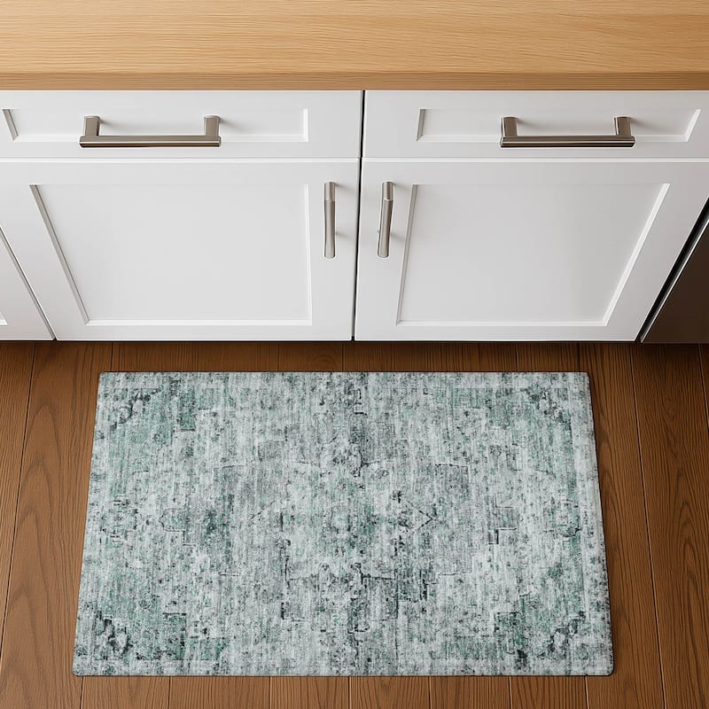 Premium Washable Super Soft Vintage Traditional Mayfield Rug - 1'8" x 2'6" - Teal