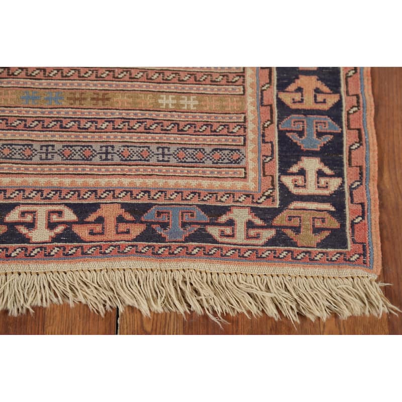 Striped Geometric Kilim Persian Accent Rug Handmade Wool Carpet - 3'3"x 4'8"