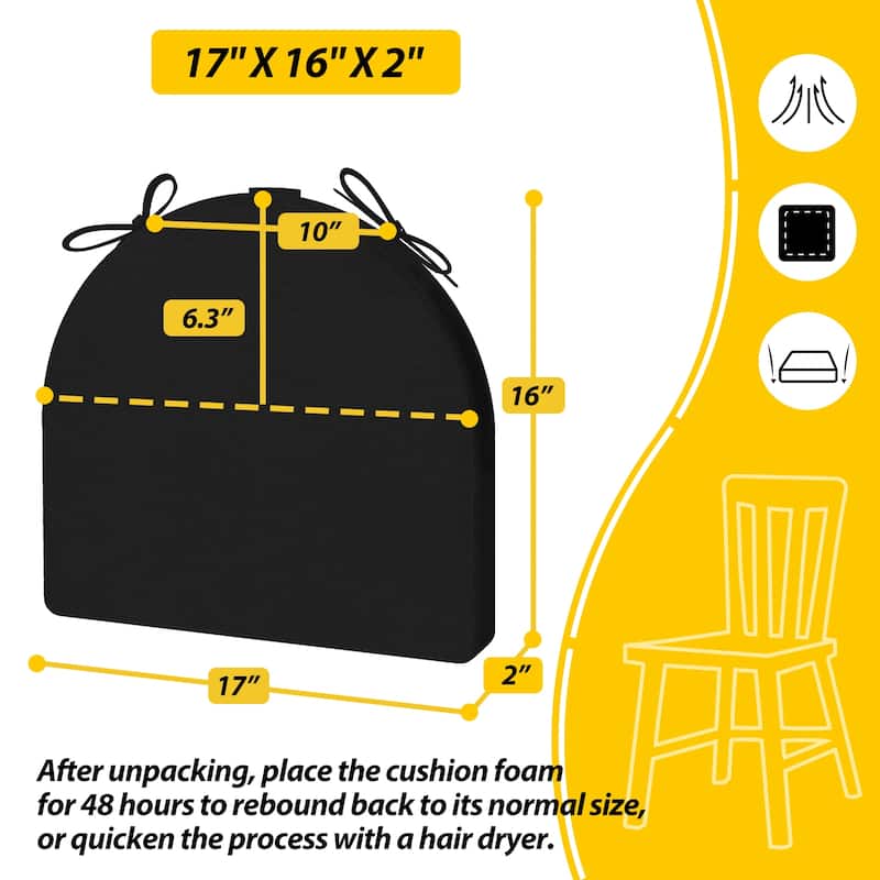 AAAAAcessories 17 in. X 16 in.Indoor Strap Non-slip Chair Cushion for Multi-scenario Setups (2 Pack) - N/A