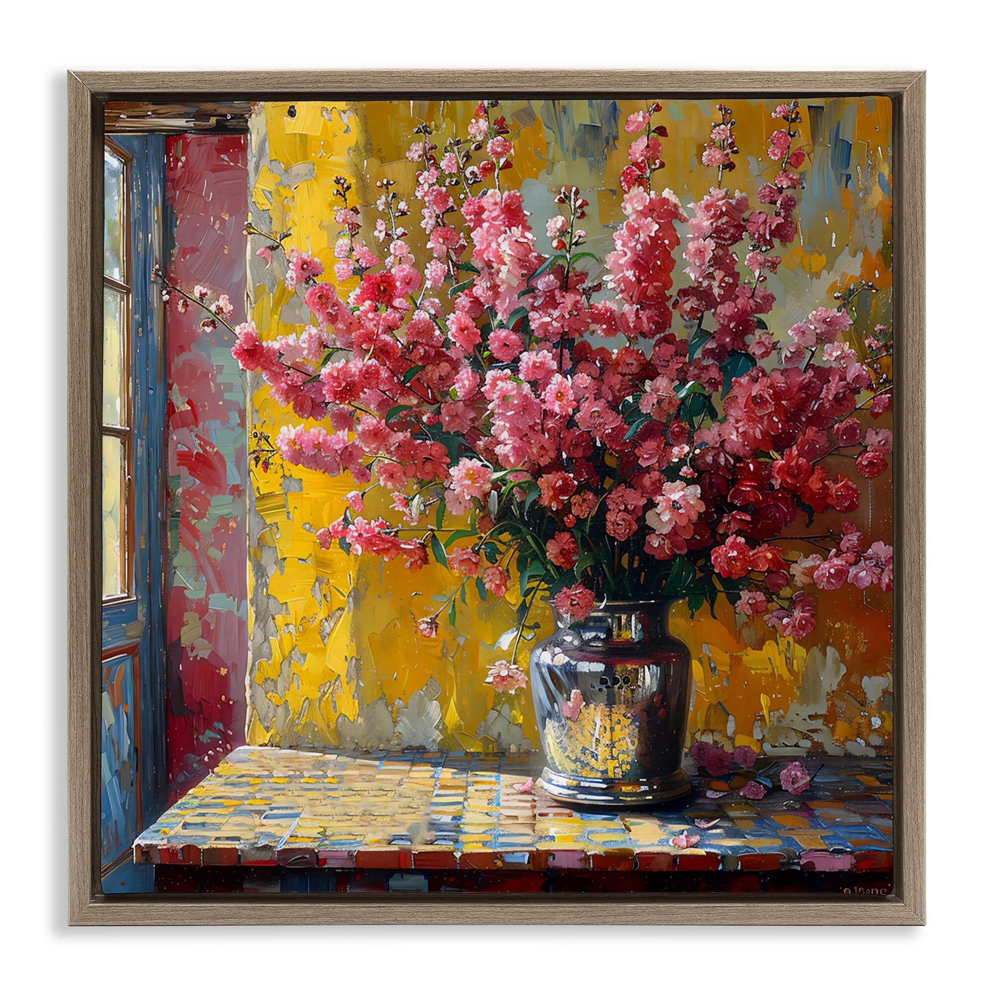 Stupell Full Pink Flower Display Framed Floater Canvas Wall Art Design By Creative Studio