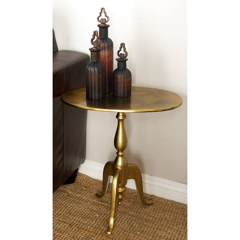 Aluminum Metal Small Accent Table with Scroll Legs - Gold or Silver - Roche River Decor