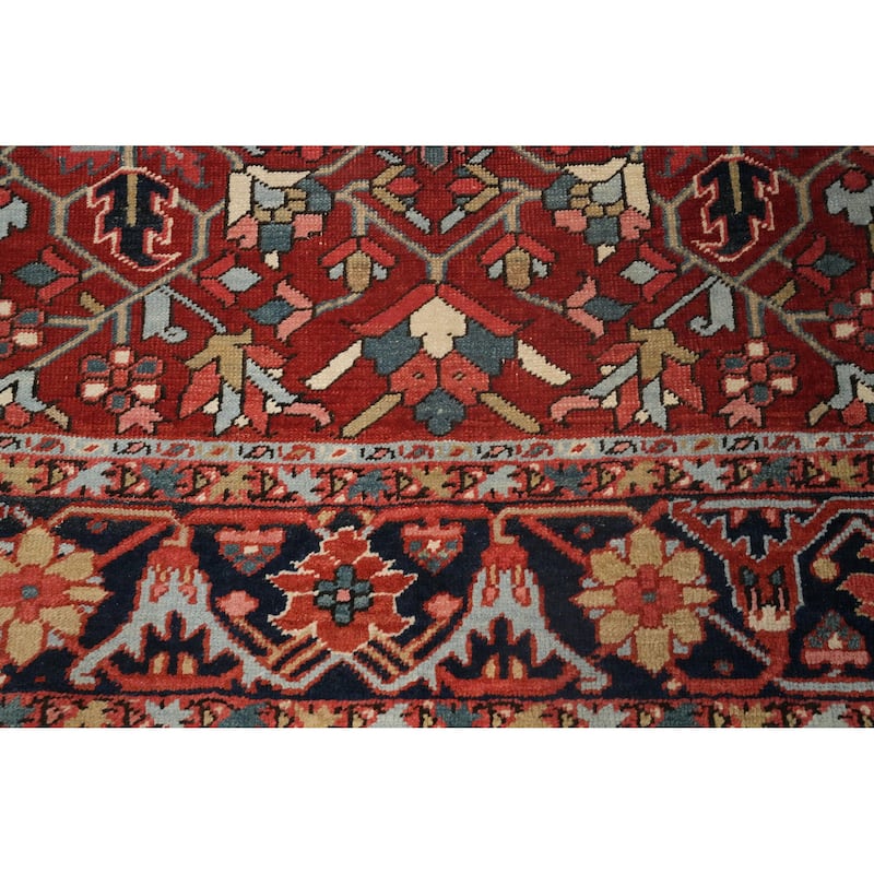 Hand Knotted Oriental 100% Wool Carpet Traditional Geometric Oranges & Rust Heriz (serapi) Area Rug - 6' 3'' X 5' 0''