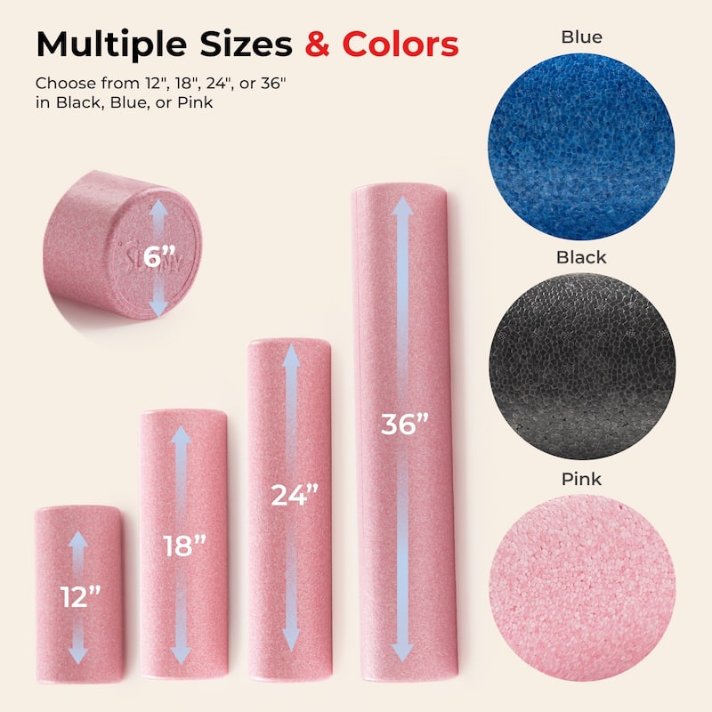 Sunny Health & Fitness High-Density Foam Roller 12" to 36" - Pink