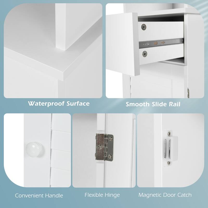 Costway Bathroom Tall Storage Cabinet Freestanding Linen Tower w/ Open - See Details