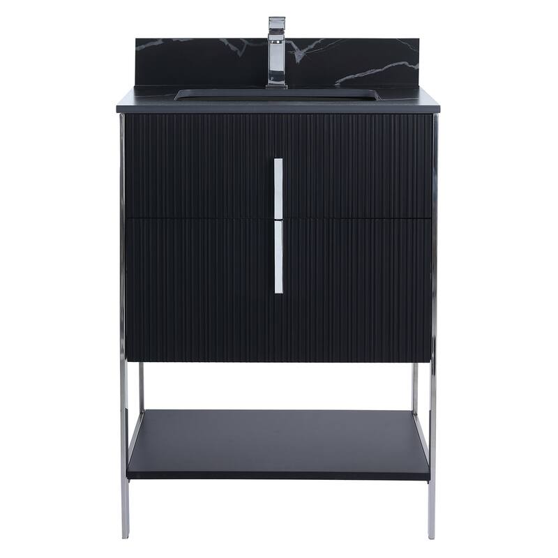 Fine Fixtures Serenity Modern Bathroom Vanity with Black Sintered Stone Top