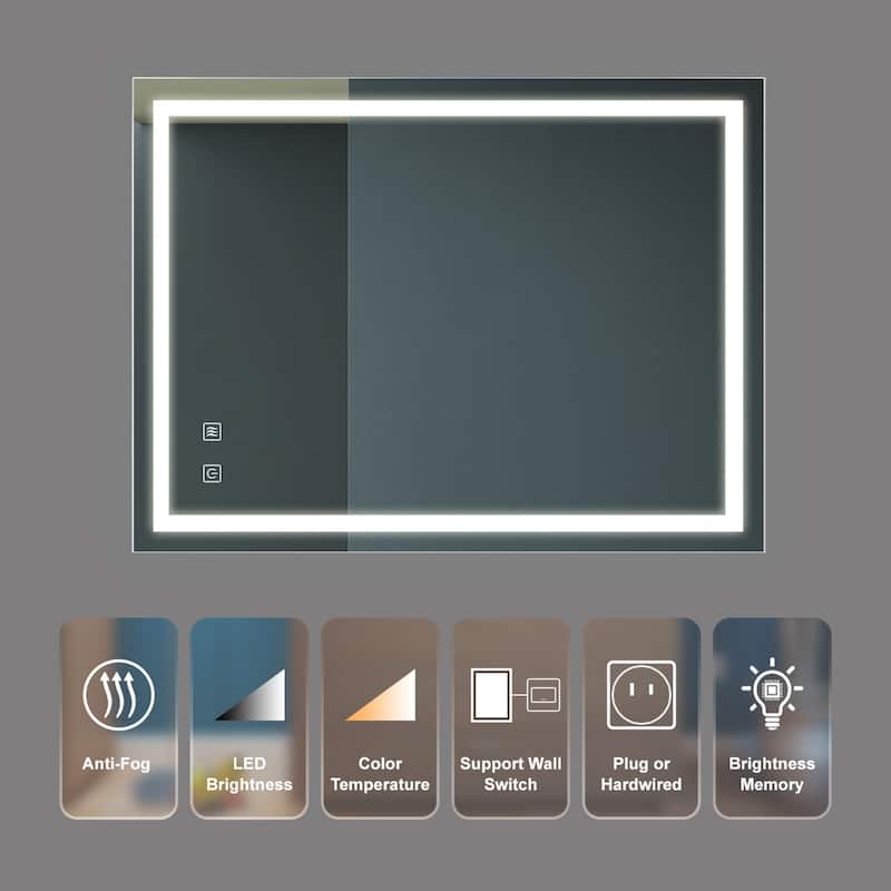Bathroom LED Cosmetic Mirror with 3 Adjustable Color Temperatures