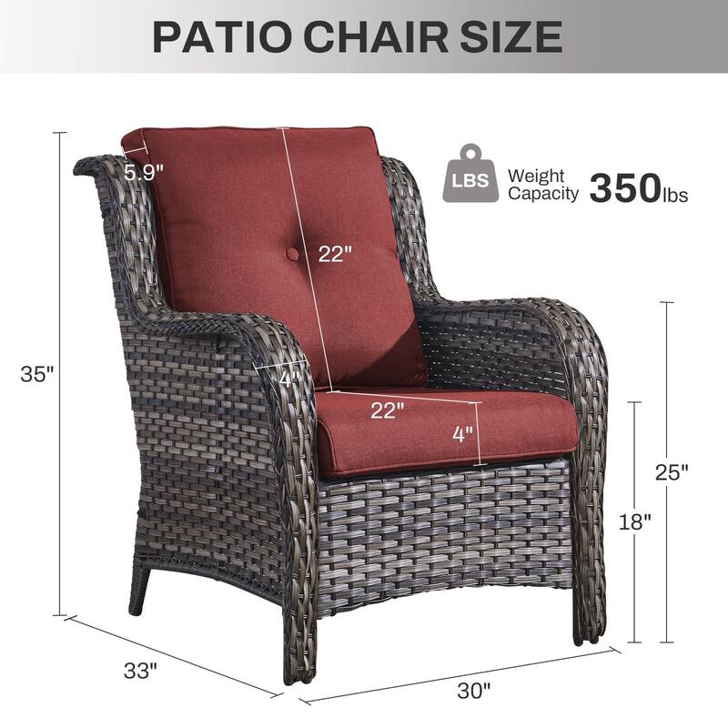 Gymojoy Outdoor Wicker Club Chairs Patio Seating with Olefin Weather-Resistant Cushions