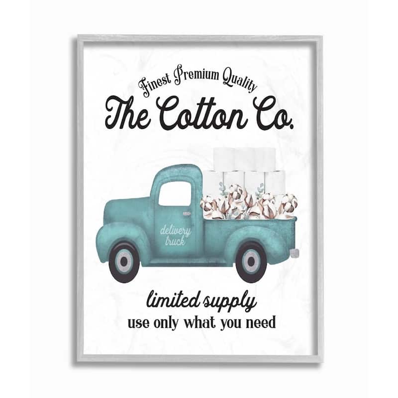 Stupell Toilet Paper Family Bathroom Sign Premium Cotton Truck Framed Giclee Art Design By Lettered and Lined
