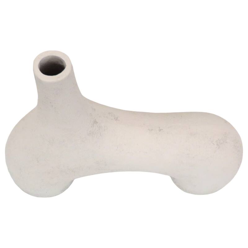 Modern Metal Vase Modern Sculptural Design for Home Decor - 10" Ivory