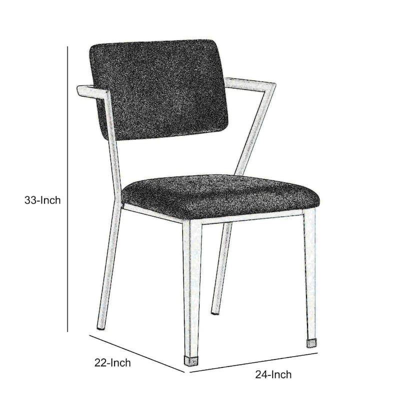 White/Gray Fabric Upholstered Metal Frame Dining Chair, Set of 2, Sturdy Dining Chair for Dining Rooms - 20.5