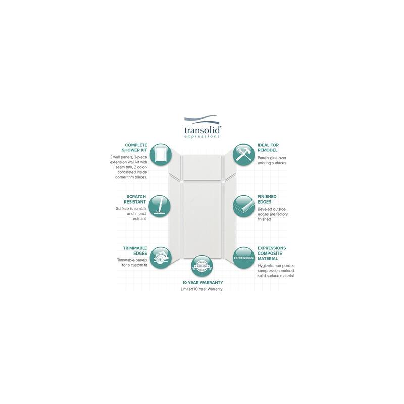 Transolid Expressions 36-in X 36-in X 96-in Glue to Wall Shower Walls - 36" x 36" x 96" - 36" x 36" x 96"