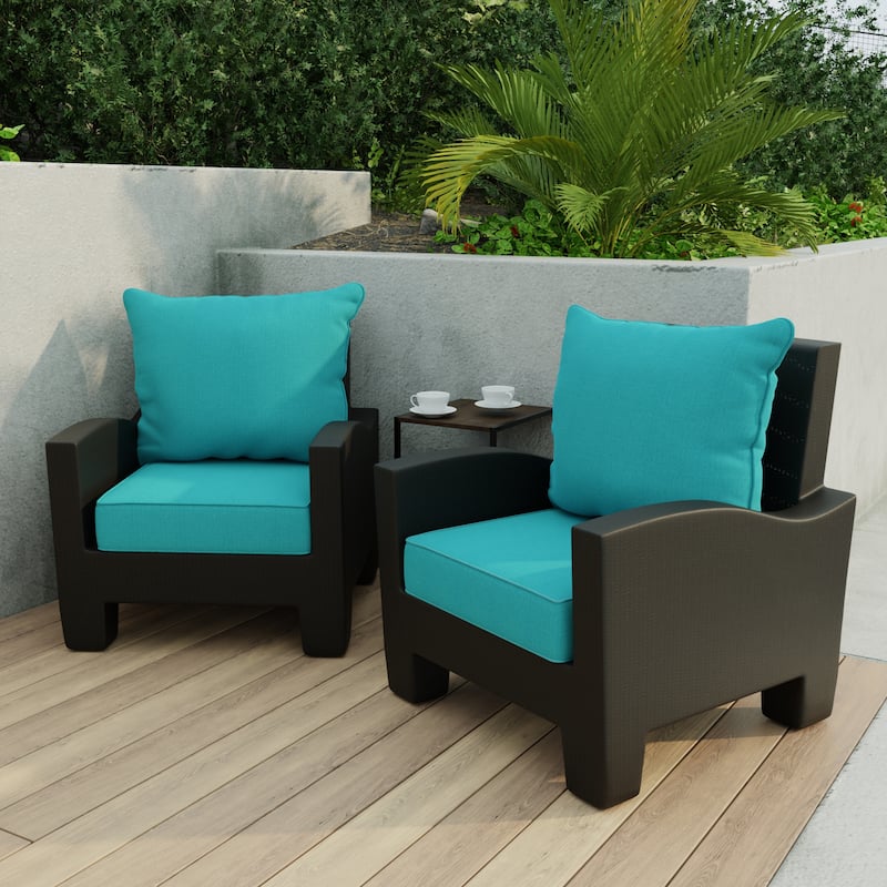 24" x 47" Aqua Solid Outdoor Deep Seat Cushion Set with Welt - 46.5'' L x 24'' W x 6'' H - McHusk Lagoon