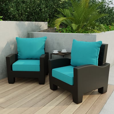 24" x 47" Aqua Solid Outdoor Deep Seat Cushion Set with Welt - 46.5'' L x 24'' W x 6'' H