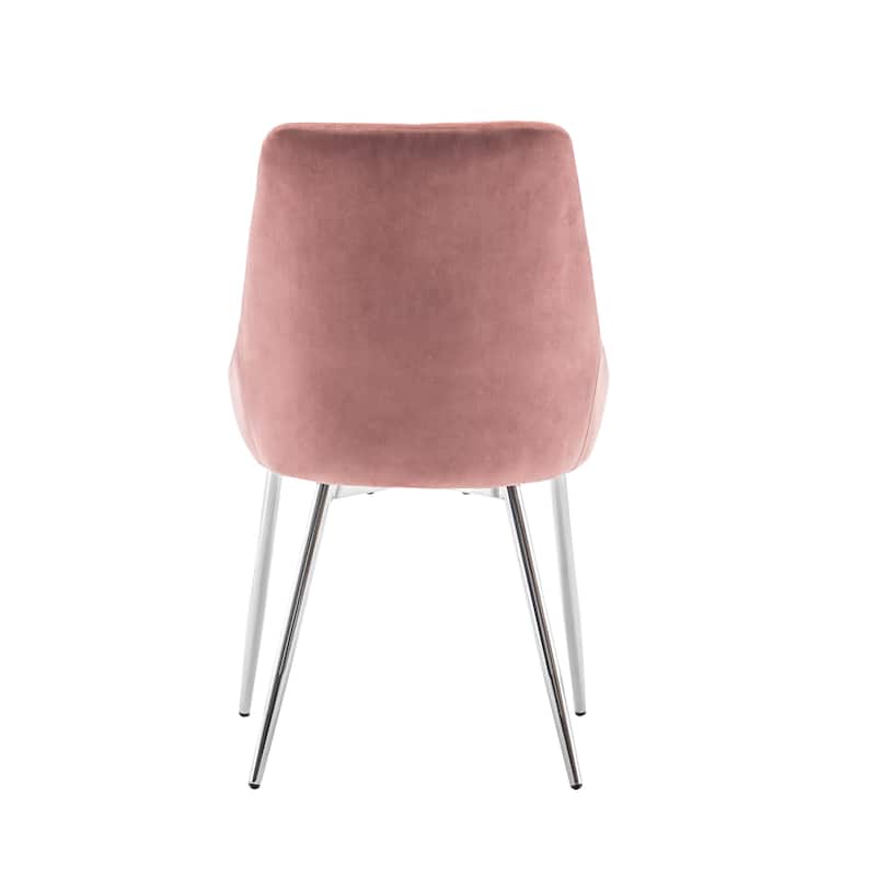 Porthos Home Tam Tufted Velvet Dining Chairs with Chrome Legs, Set of 2