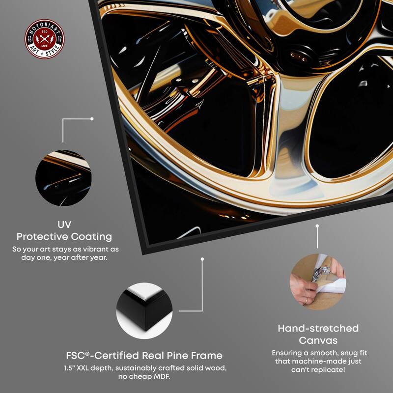 Notoriart Elegant Steering Wheel Framed Car 1 Piece Canvas Wall Art