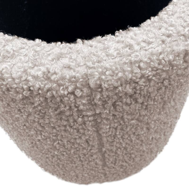 Roomfitters Round Storage Ottoman, Boucle Accent Seat with Hidden Storage for Living Room or Bedroom - Beige