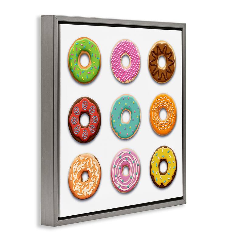 Stupell Delicious Various Donuts Framed Floater Canvas Wall Art Design By Marcus Prime