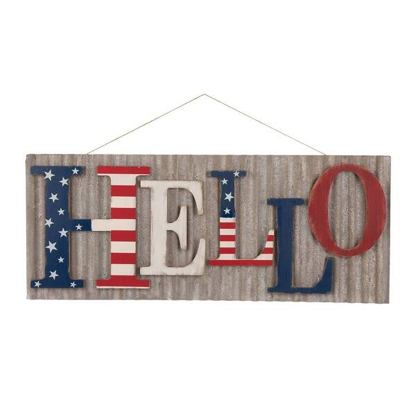 Shop Glitzhome 36 L Rustic Metal And Wooden Patriotic Wall Decor