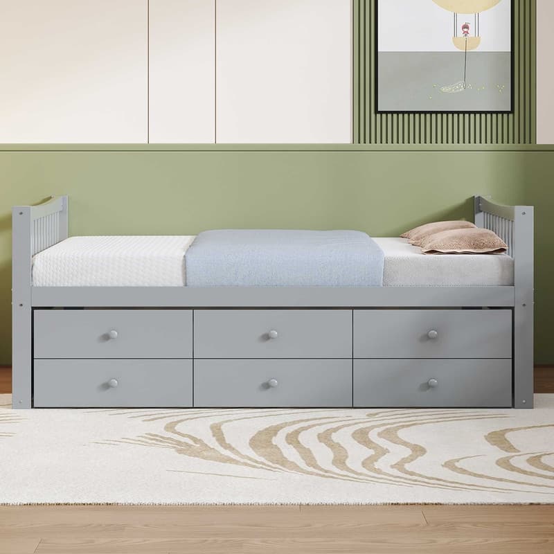 Full size Wood Daybed with Twin size Trundle and Drawers