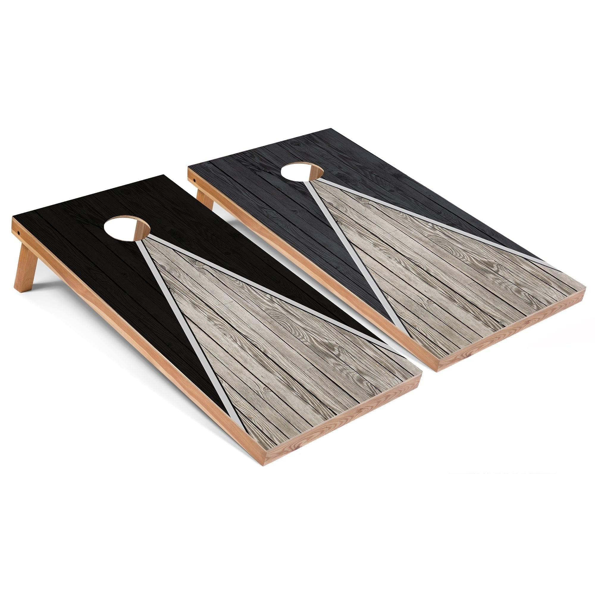Black and Dark Grey Pyramid Cornhole Board Set