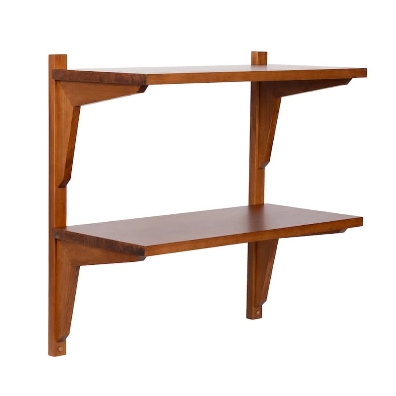 Kate and Laurel Meridien Mid-Century Wall Shelves - Walnut Brown - 24x12x24