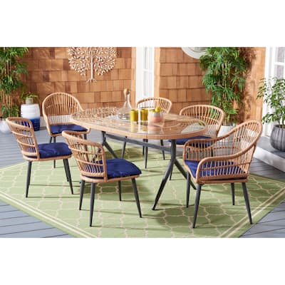 SAFAVIEH Outdoor Living Coastal Genser 7-Piece Patio Dining Set