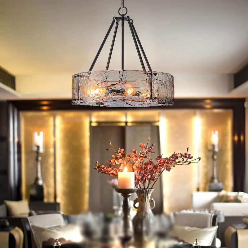 20.7 inch modern pendant light matte black dining room light glass, metal entryway light