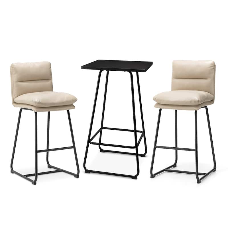 Glitzhome Industrial Modern Set of 3 Pub Table Set with 41"H Square Bar Table and Stools
