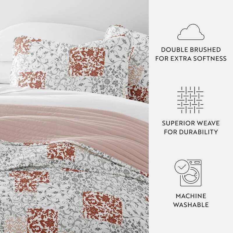 Becky Cameron All Season 3 Piece Scrolled Patchwork Reversible Quilt Set with Shams