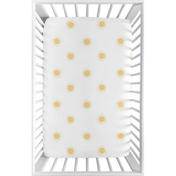 slide 2 of 7, Sweet Jojo Designs White and Yellow Boho Sun Boy, Girl Unisex/Gender Neutral Fitted Mini Portable Crib Sheet -Bohemian Celestial