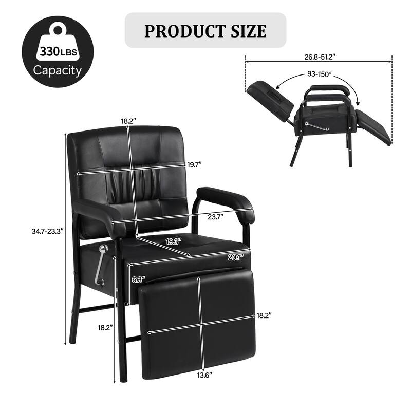 Controled Reclining Shampoo Chair with Footrest for Salon - N/A