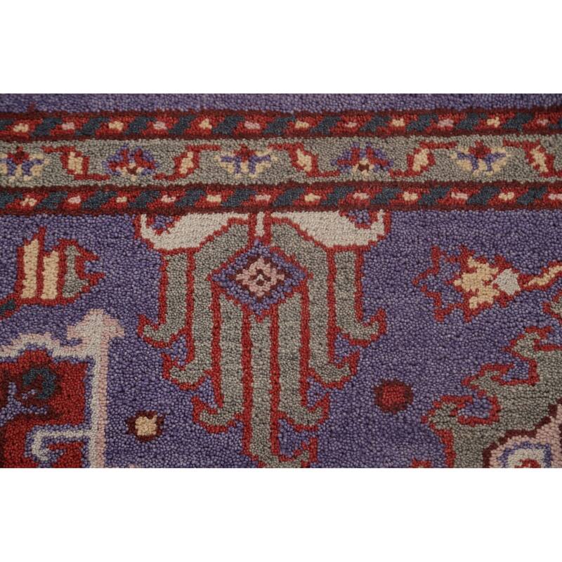 Geometric Oushak Oriental Foyer Rug Hand-Knotted Wool Carpet - 4'0" x 5'11"