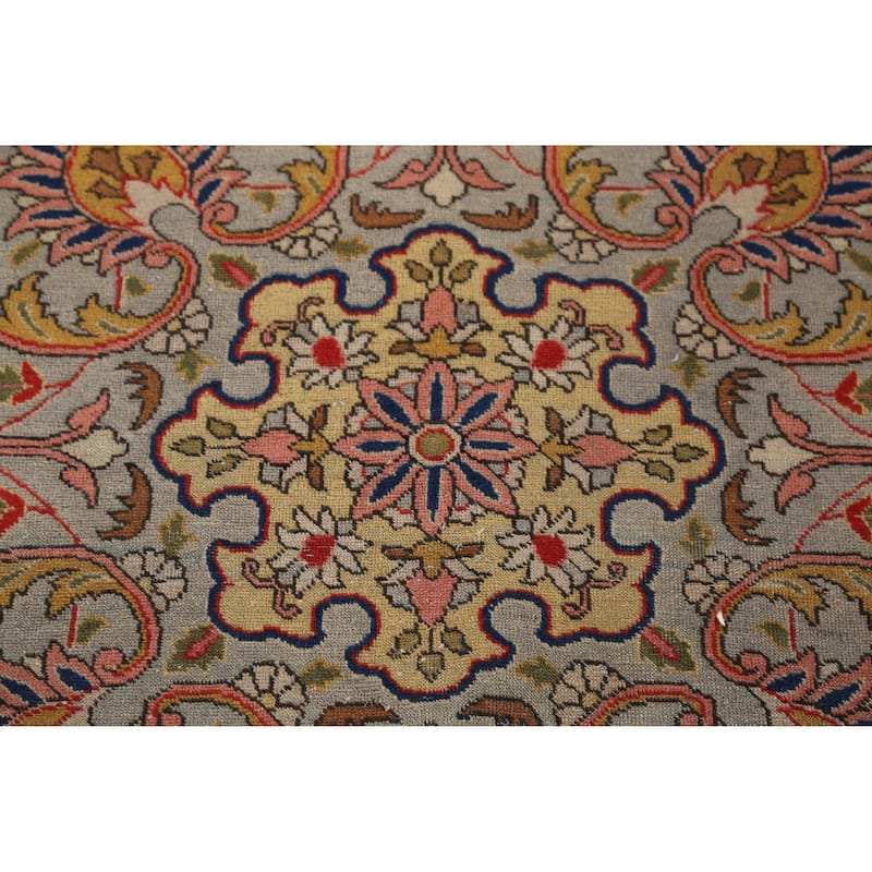 Hand Knotted Oriental 100% Wool Carpet Traditional Medallion Beige & Ivories Tabriz Area Rug - 12' 11'' X 10' 0''