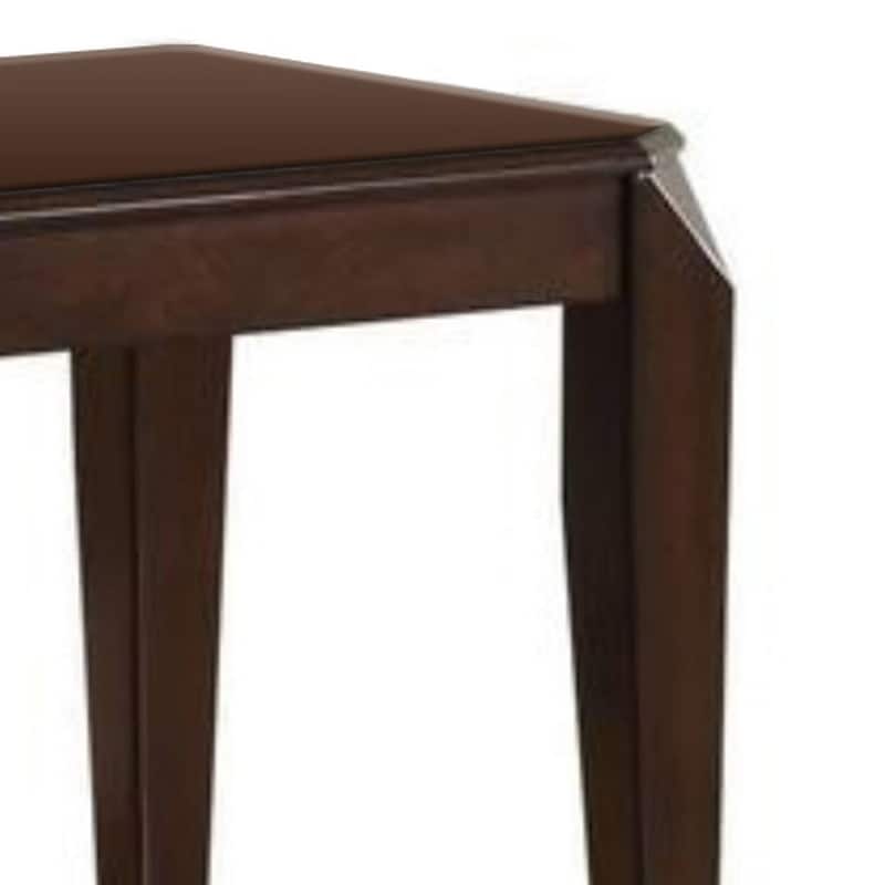 22.5 Inch Wood End Table with Beveled Tapered Legs, Brown - 22.5 H x 23 W x 23 L Inches