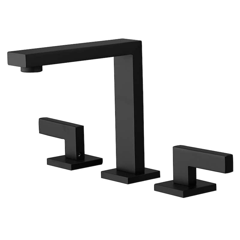 WIZ 8 in. Widespread Double Handle Bathroom Faucet With Pop-up Drain - Matte Black