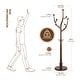 preview thumbnail 10 of 35, Rubberwood Freestanding Coat Rack, Entryway Coat Tree with Hooks - 74"H x 16.5"Dia