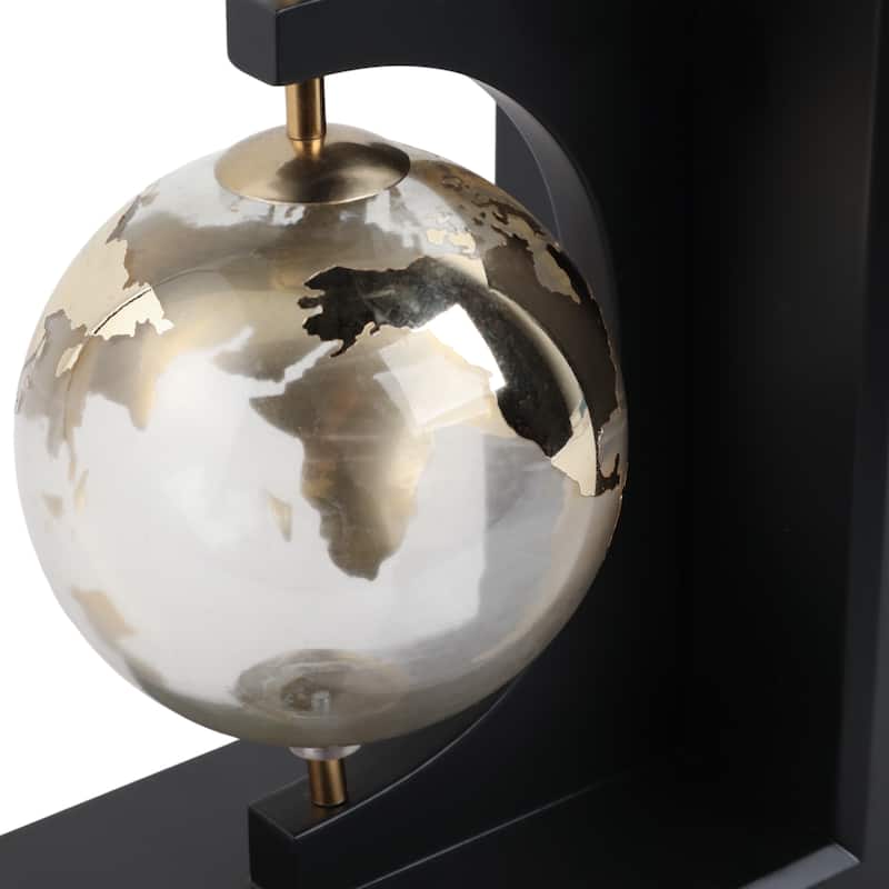 Decorative Glass and Metal Globes Bookends - Set of 2", 9", Black - 14.0"