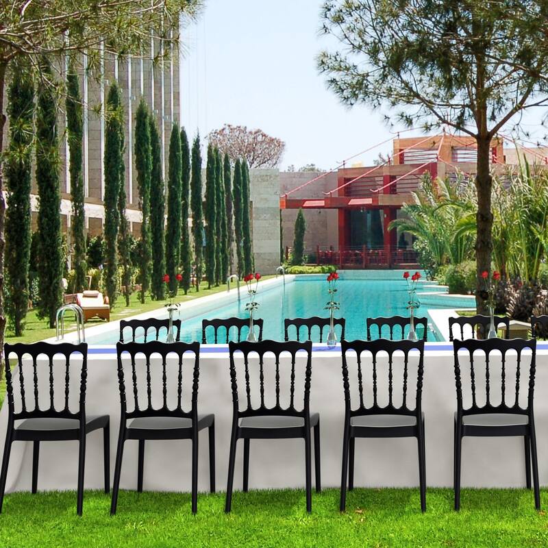 36" Black Stackable Outdoor Patio Dining Chair
