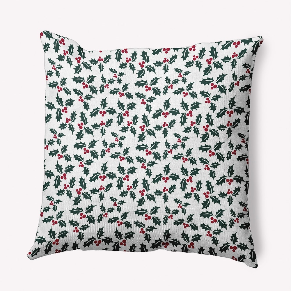 Holly Bush Christmas Indoor/Outdoor Throw Pillow