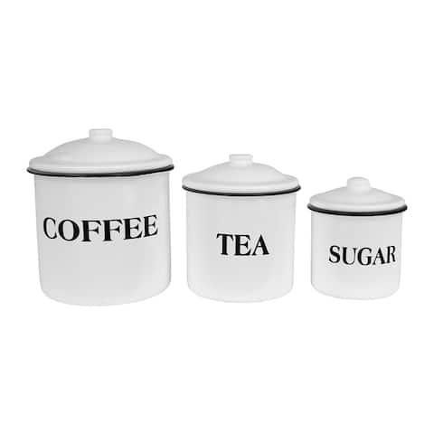 Metal Containers with Lids, Coffee, Tea, Sugar