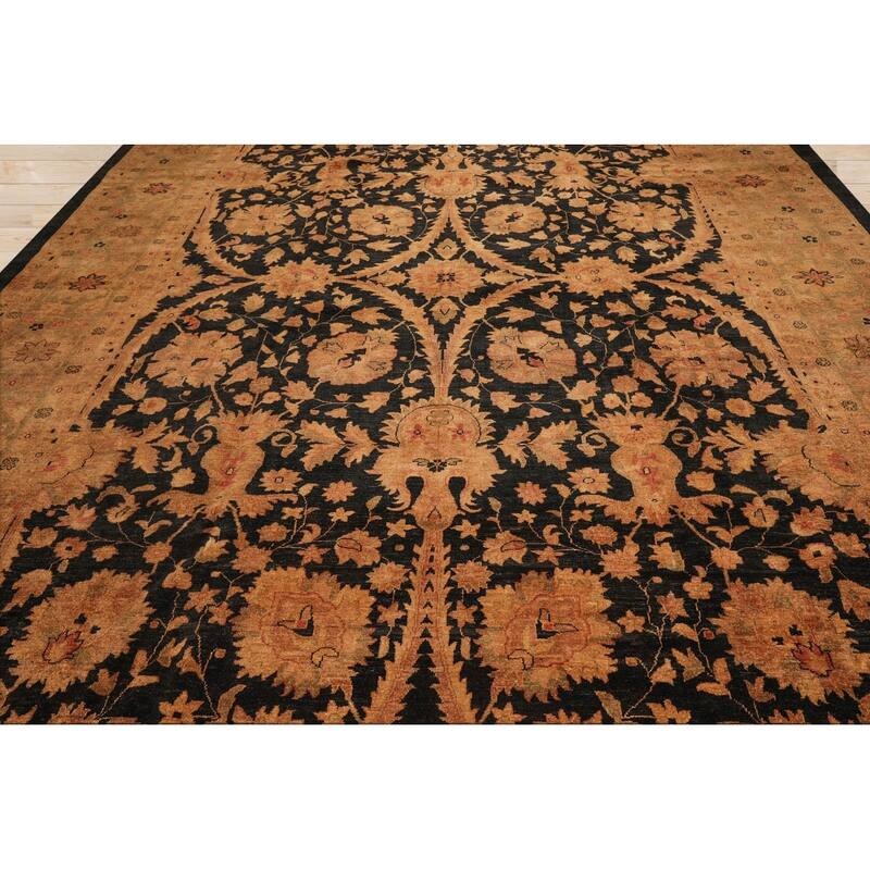 Hand Knotted Chobi Peshawar Charcoal 100% Wool Traditional Area Rug - 11' 8'' x 16' 10''