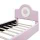 preview thumbnail 24 of 24, Twin/Full Size Upholstered Platform Bed with LED Headboard, Cute Kids Bed Frame Pink Floor Bed