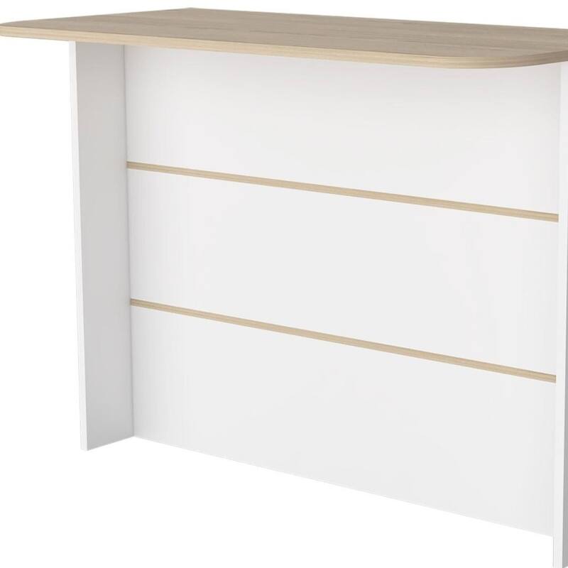 HomeRoots White and Natural 47" Kitchen Island With Storage - 47.24 in. x 35.43 in. x 23.62 in.