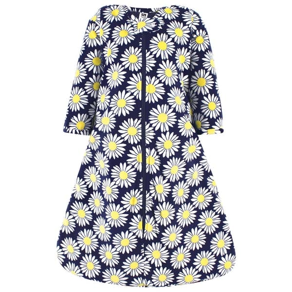 slide 1 of 1, Hudson Baby Infant Girl Long Sleeve Plush Faux Fur Sleeping Bag, Wearable Blanket, Navy Daisy 12-18 Months - Navy Daisy