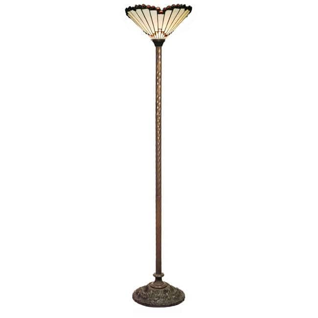 Tiffany-style White Jewel Torchiere