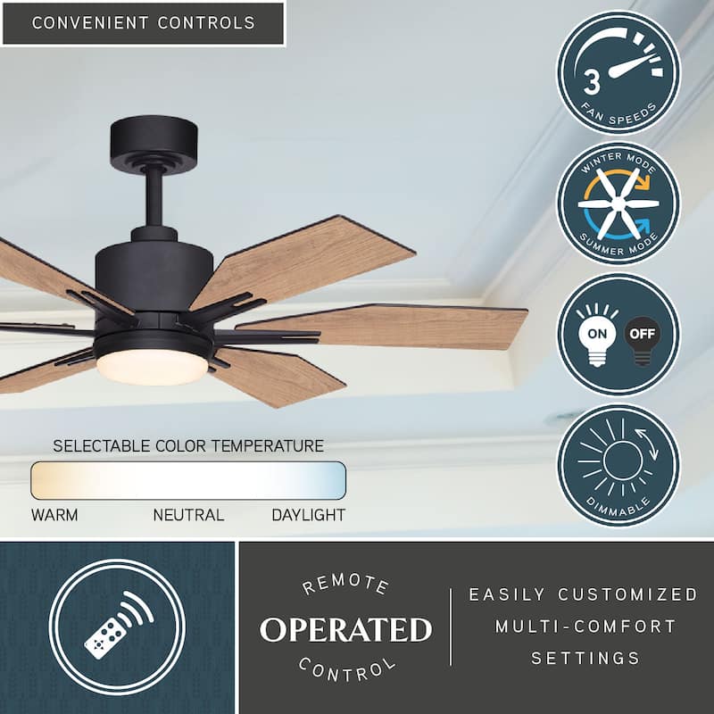 Mayfield Charcoal Black Ceiling Fan with LED Light Kit and Remote - 44-in W x 15.75-in H x 44-in D