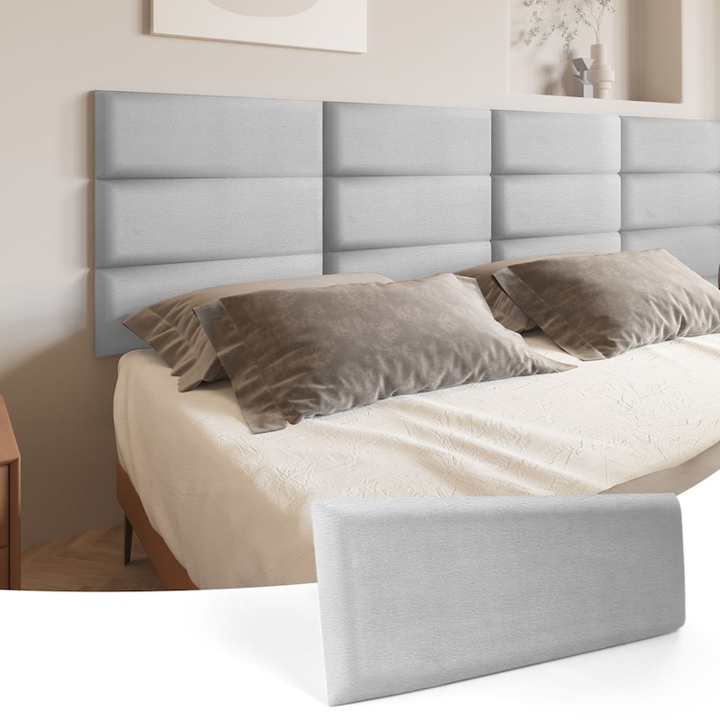 Art3d 9.84" x 23.62" Peel and Stick Headboard,Pack of 12, 3D Soundproof Wall Panels, Upholstered Wall Panel