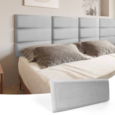 Art3d 9.84" x 23.62" Peel and Stick Headboard,Pack of 12, 3D Soundproof Wall Panels, Upholstered Wall Panel