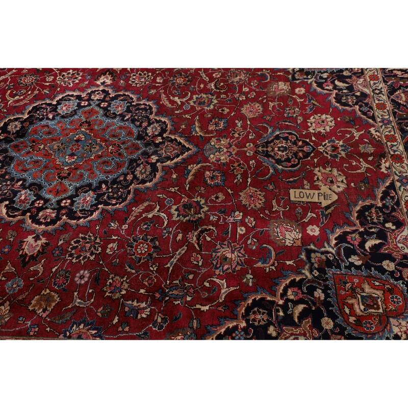 Traditional Signed Mashad Persian Vintage Rug Handmade Wool Carpet - 8'0"x 10'9"